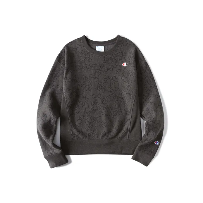 Champion Crew Neck Regular Sweatshirt US Version Women's Dark Gray-0