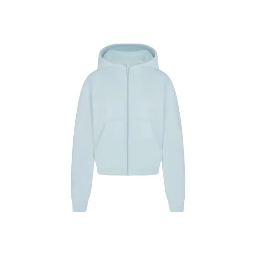 SKIMS SS24 Summer Collection FRENCH TERRY SHRUNKEN ZIP UP HOODIE Sweatshirt Women's OPAL/Opal