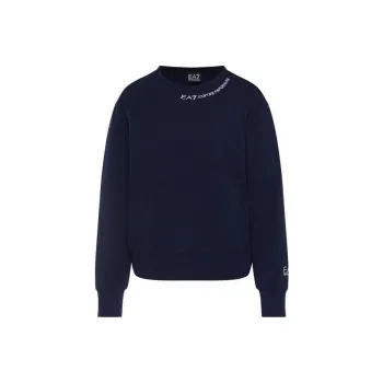 EMPORIO ARMANI Letter Casual Print Crew Neck Long Sleeved T Shirt T Shirt Women's Blue