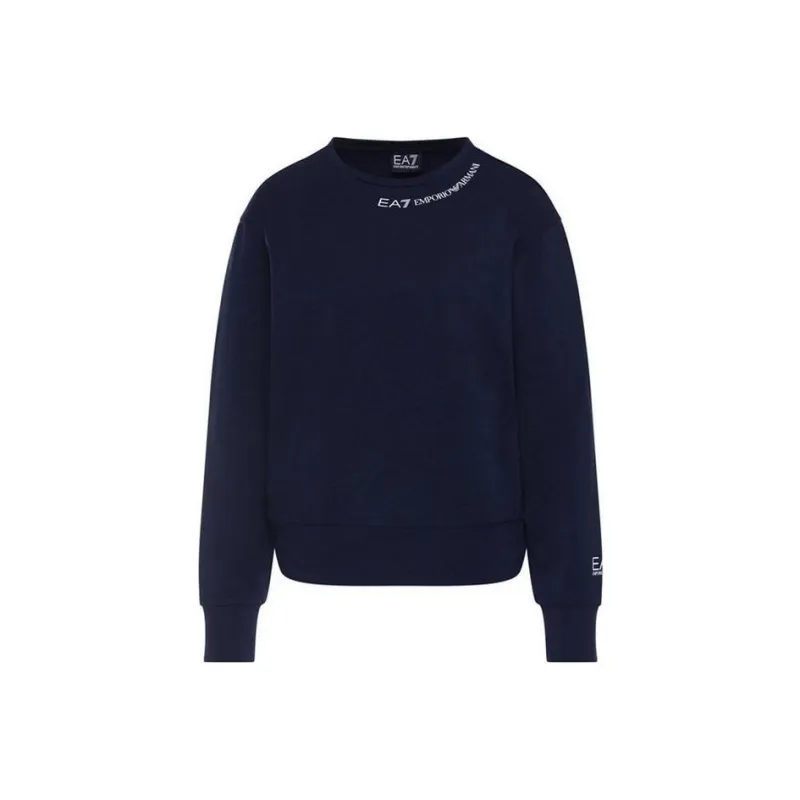 EMPORIO ARMANI Letter Casual Print Crew Neck Long Sleeved T Shirt T Shirt Women's Blue-0