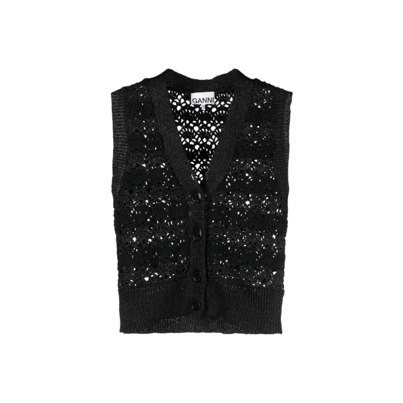 GANNI V Neck Vest 'Black'-0