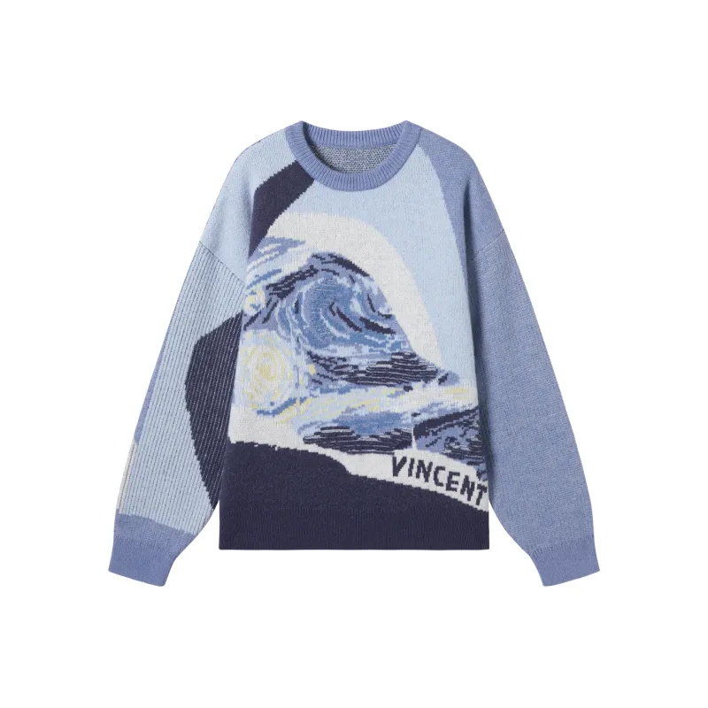 DIALOGUE x WENSENTE·FANGAOYISHUHUAZUO,LIANMINGKUAN Sweater Women's Starry Blue-0