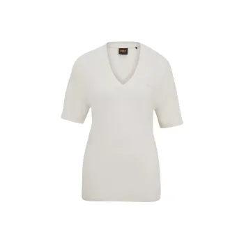 HUGO BOSS Logo embroidered Linen T shirt