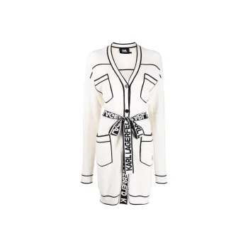 KARL LAGERFELD / Karl Lagerfeld Jeans Logo-print Belt Knit Cardigan