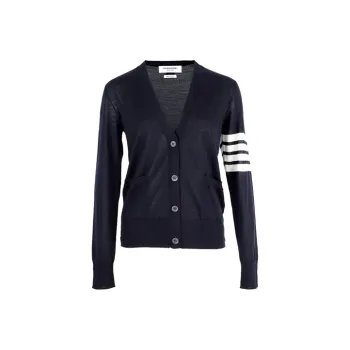 THOM BROWNE 4 Bar V Neck Cardigan