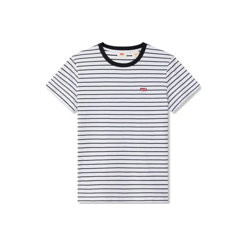 Levi's Regular T Shirt Women's White Black Stripes-0