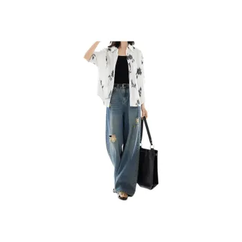 DIALOGUE x KAIYILAIWEN,LIANMINGKUAN Shirt Women's Black White Rose Print