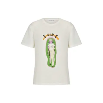 DIOR Drop Shoulder Sleeve T Shirt Women's Ecru