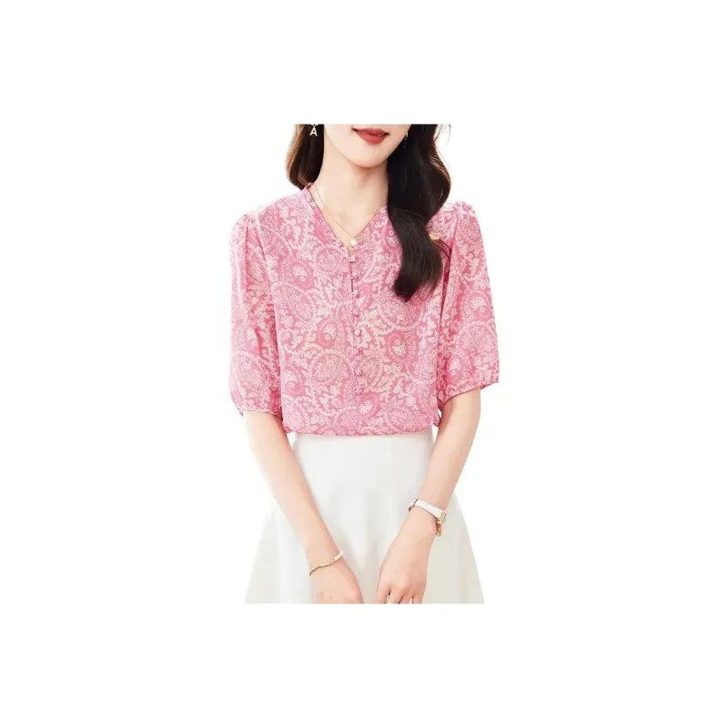 Yi Mengyuan Silk Shirt Women's Pink-0