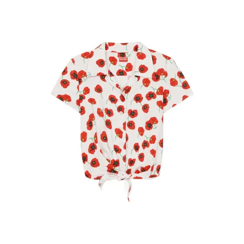 KENZO Poppy Flower Series Shirts Women's White