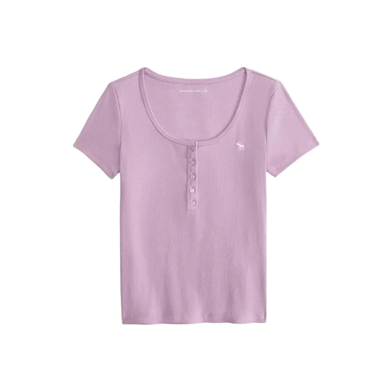 Abercrombie＆Fitch Regular T Shirt Women's Gray Pink-0