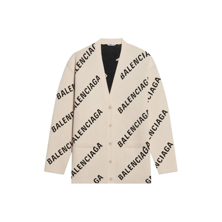 Balenciaga Oversize Cardigan 'Chalky White/Black'-0