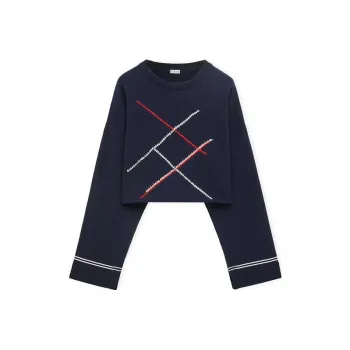 LOEWE Argyle Sweater 'Dark Navy Blue'
