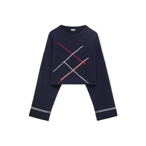 LOEWE Argyle Sweater 'Dark Navy Blue'