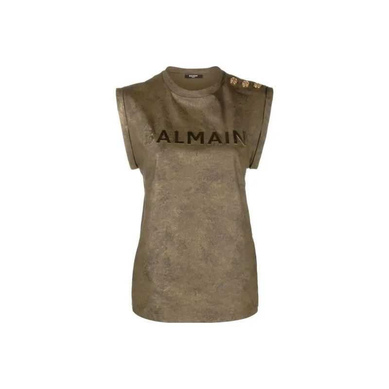 BALMAIN Logo print Organic cotton Tank Top-0