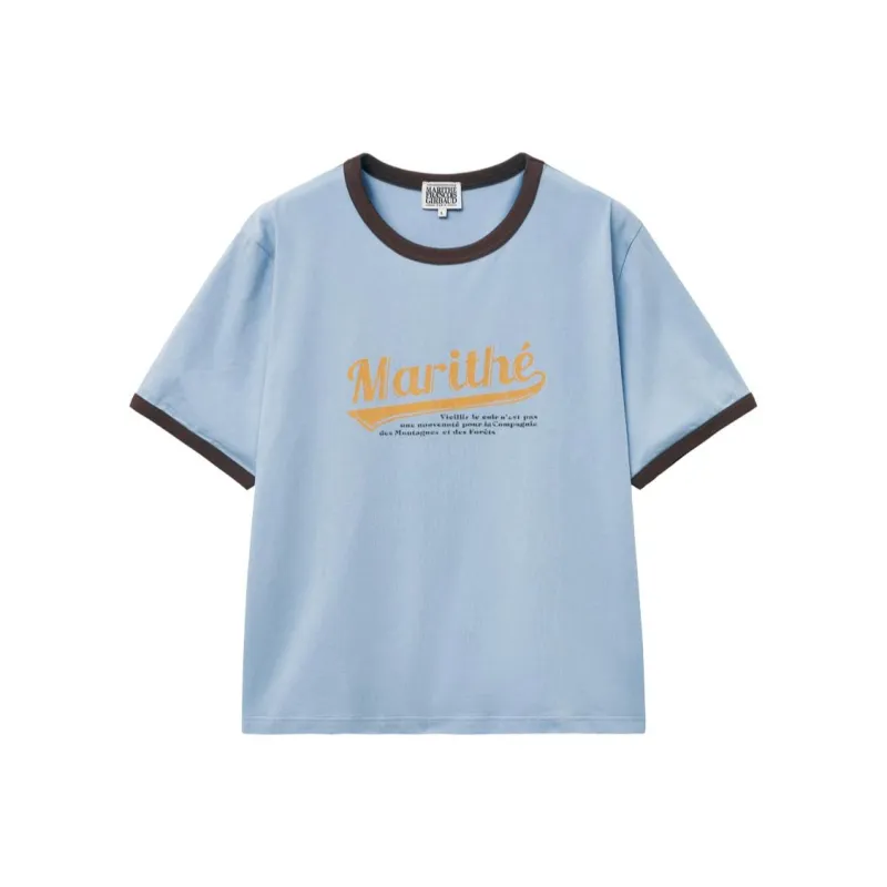 Marithe Francois Girbaud Drop Shoulder Sleeve T Shirt Women's Sky Blue-0