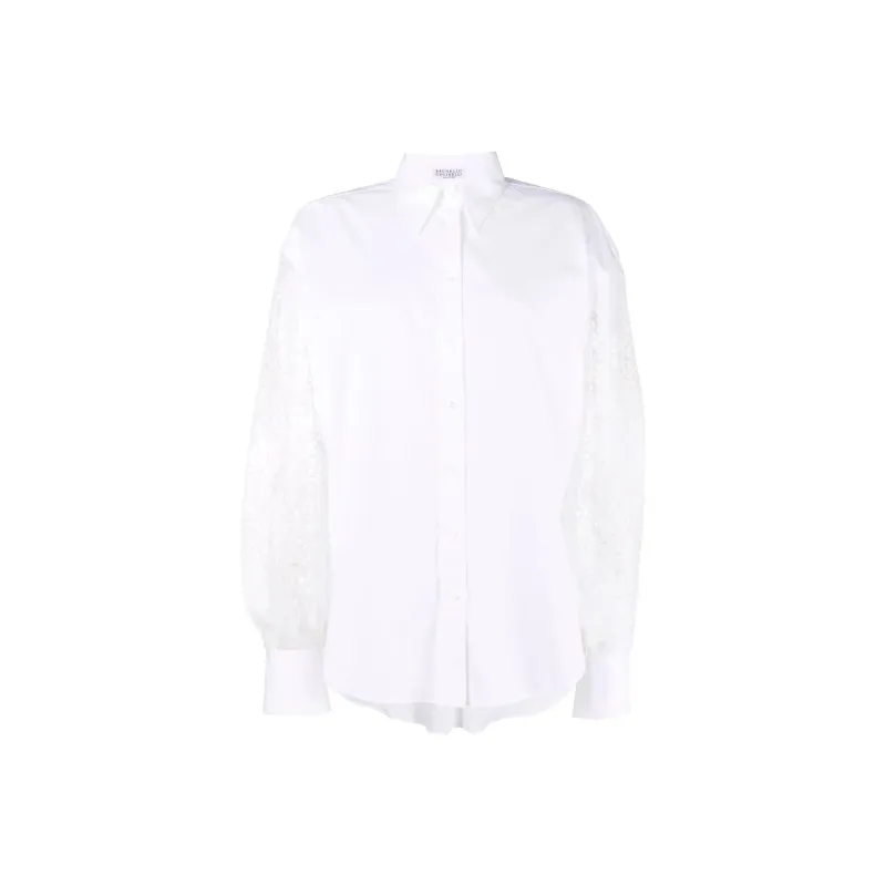Brunello Cucinelli Broderie Anglaise Panelled Buttoned Shirt-0