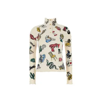 Bottega Veneta Sketches Detailed Polo Jumper