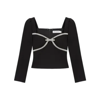 Self-portrait Diamante Bow Top