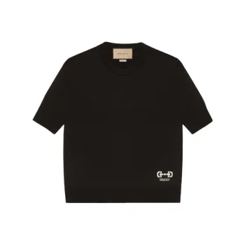 GUCCI Horsebit Logo Knit Short Sleeved T Shirt