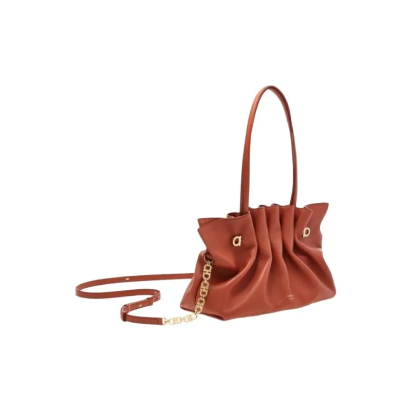 FERRAGAMO Nubuck Shoulder Bag Medium Size Women's Red Brick-2