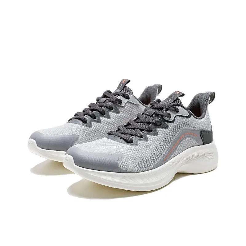 QIAODAN Non slip, Wear resistant, Impact resistant Low Top Casual City Commute Running Shoes Men's Mist Gray Shark Gray-2