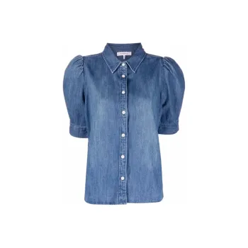 FRAME Puff-sleeve Denim Shirt
