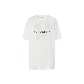 Burberry X Minecraft Logo Print Cotton Oversized T shirt White