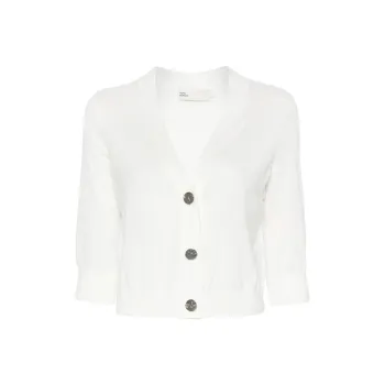 TORY BURCH Logo engraved Cotton Cardigan