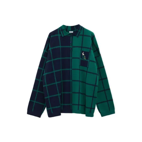 LOEWE Polo Sweater 'Navy Blue/Green'