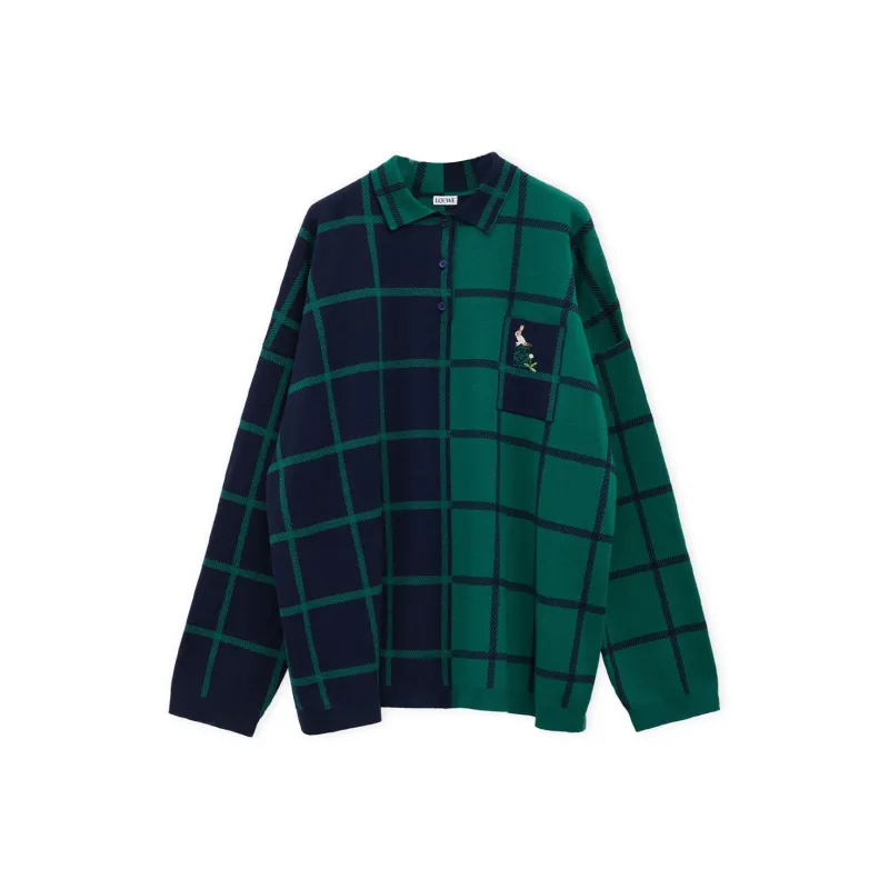 LOEWE Polo Sweater 'Navy Blue/Green'-0