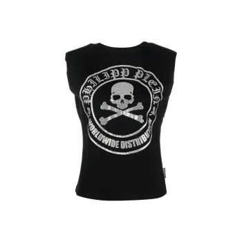 PHILIPP PLEIN Embellished logo Sleeveless T shirt
