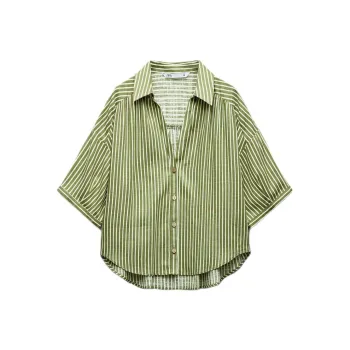 ZARA Shirt Women's Light Beige Yellow/Khaki