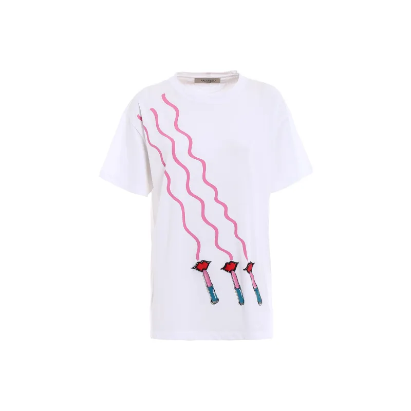 Valentino Lipstick Print T Shirt 'White'-0