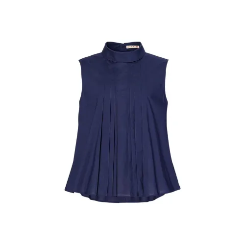 UNIQLO X Marni Women's Tuck Blouse Navy