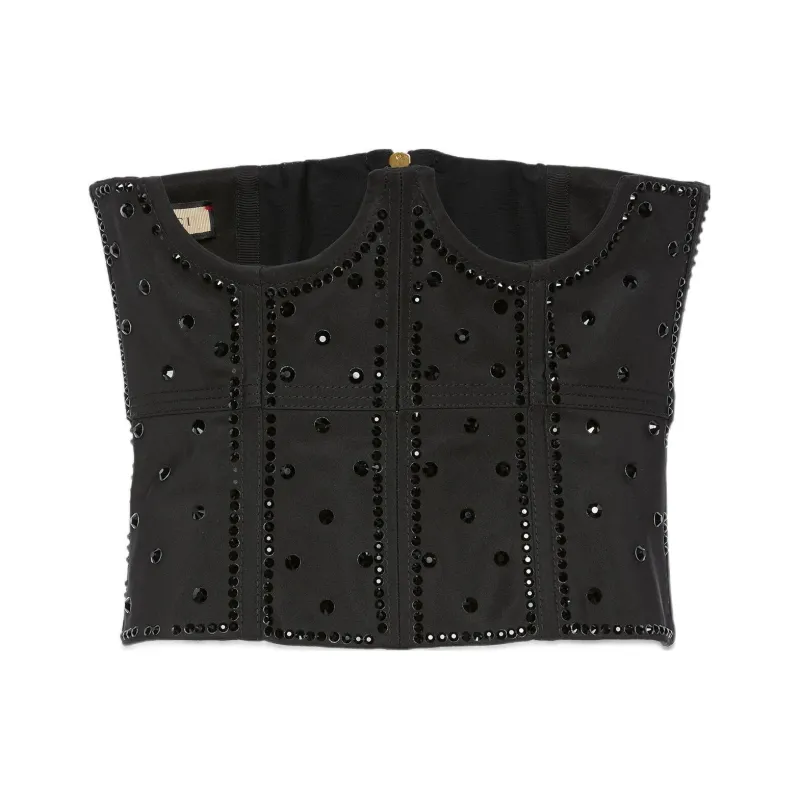 GUCCI Sequin Embroidered Corset Top Black-0