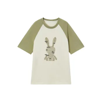 EICHITOO Raglan Sleeve T Shirt Women's Ecru Trim