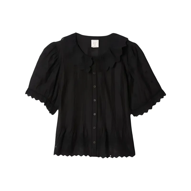 GAP X DÔEN Cropped Eyelet Shirt True Black-0