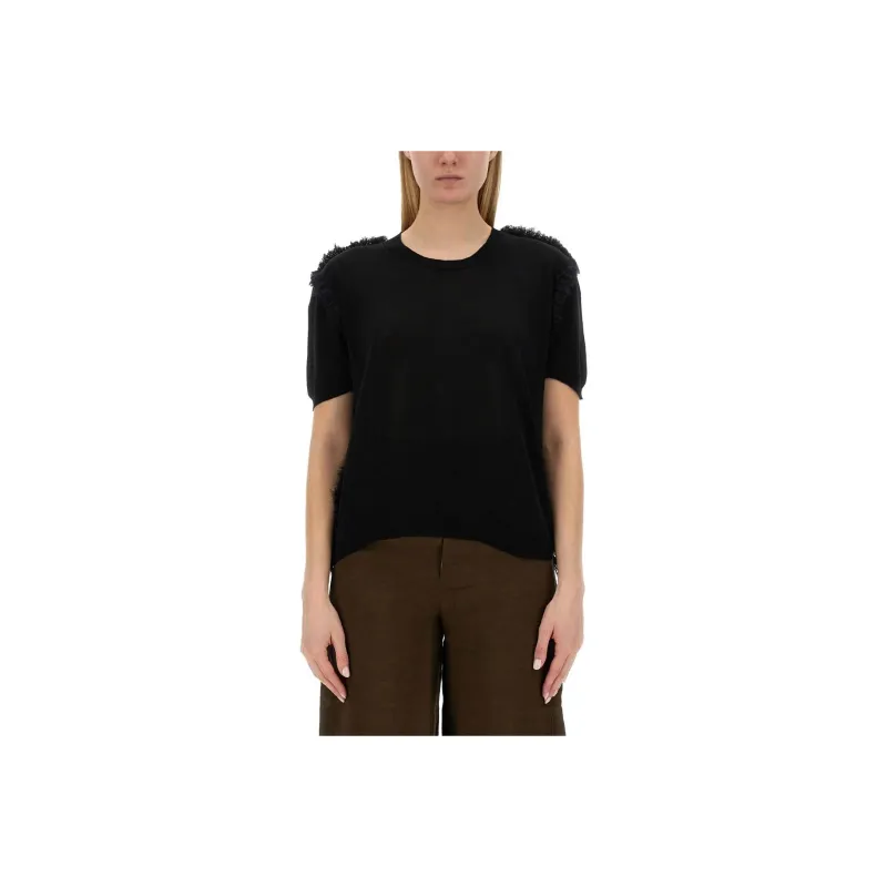 UMA WANG Fringe Detailed Crewneck Top-0
