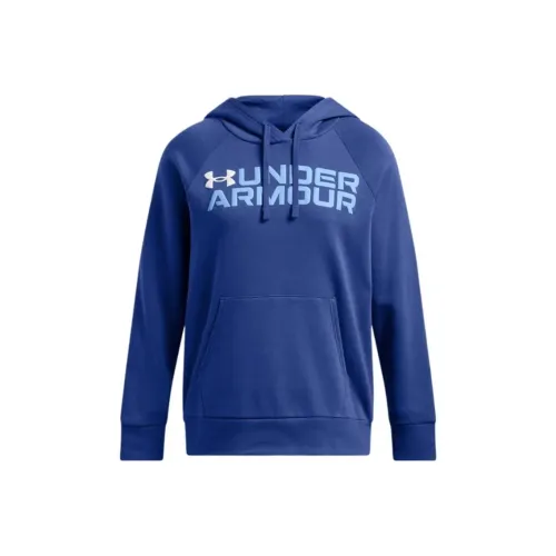 Under Armour Rival FleeceWordmark UA Hoodie Sweatshirt Women's Tech Blue