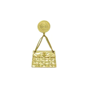 CHANEL 1993 Plated Cc Quilted Flap Bag Brooch Costume Brooch
