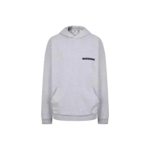 Balenciaga Women's Rotated Logo Embroidered Hoodie Grey