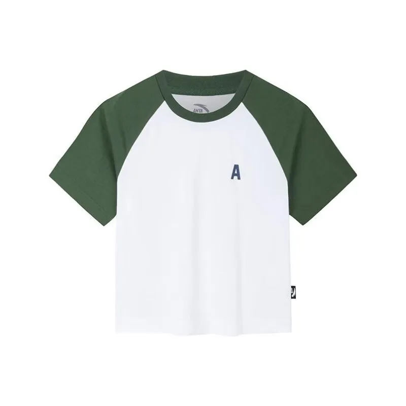 Anta Life Collection Raglan Sleeve T Shirt Women's Pure White/Wand Green-0