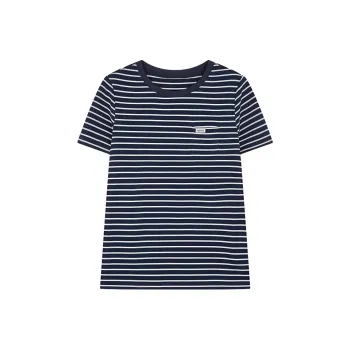 Mo Han Yi Mei T Shirt Women's Navy Blue Stripes