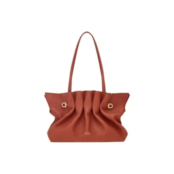 FERRAGAMO Nubuck Shoulder Bag Medium Size Women's Red Brick
