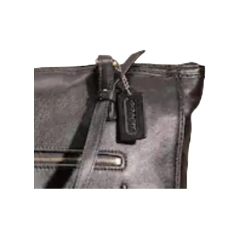 COACH POPPY Leather Tote Bag Shopping Bag Handbag Small Size Women's Black-3