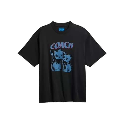 COACH SS24 Drop Shoulder Sleeve T Shirt Women's Black
