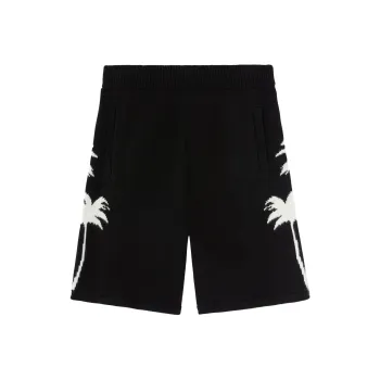 PALM ANGELS Palm Tree Intarsia Elastic Waist Knitted Shorts