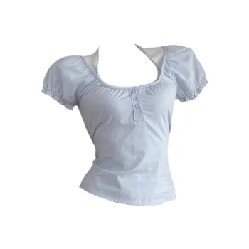 AURORA MUSE Puff Sleeve T Shirt Women's Blue