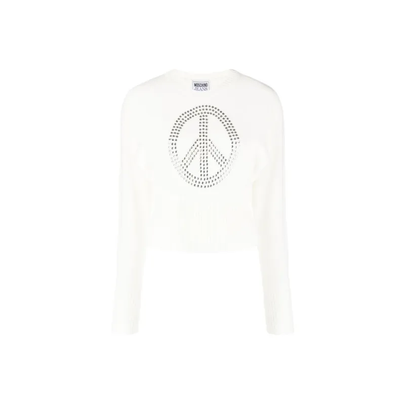 MOSCHINO Jeans Embellished Cropped Sweatshirt-0